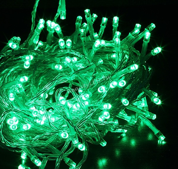 Светодиодная нить, 20 м., 200 LED, 24V, силикон, прозр. пр., зеленый, LaitCom, арт. EST200-10-1G 05-039