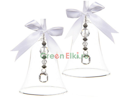 Елочное украшение колокольчики Хрустальное очарование 11 см., прозрачный, 2 шт., Kaemingk, арт. 164786