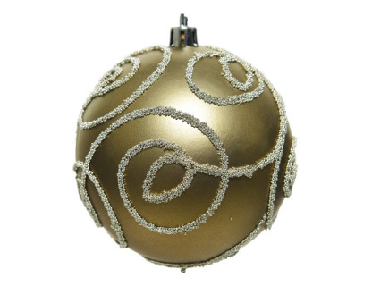 Набор пластиковых шаров Свирл 80 мм., золотой кашемир, 12 шт., Kaemingk, арт. 025797