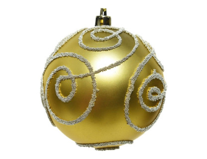 Набор пластиковых шаров Свирл 80 мм., горчичный, 12 шт., Kaemingk, арт. 025798