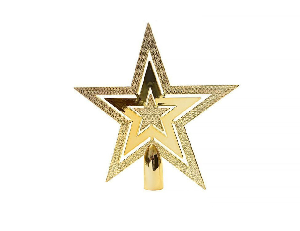 Верхушка Звезда Сверкающая 20 см, золото, пластик, арт. 029996