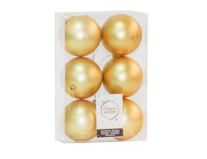 Набор пластиковых шаров Парис 80 мм., золото, матовые, 6 шт., Kaemingk, арт. 167067