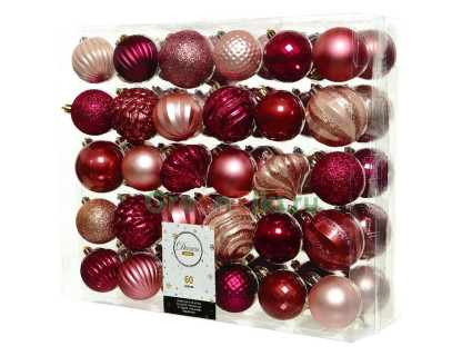 Набор пластиковых шаров Новогодний Кутюрье, коллекция Изысканный гламур, 60-70 мм., 60 шт., Kaemingk, арт. 029275