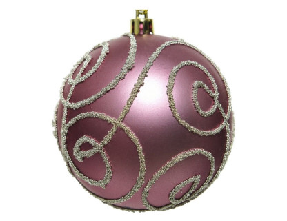 Набор пластиковых шаров Свирл 80 мм., розовый бархат, 12 шт., Kaemingk, арт. 025859