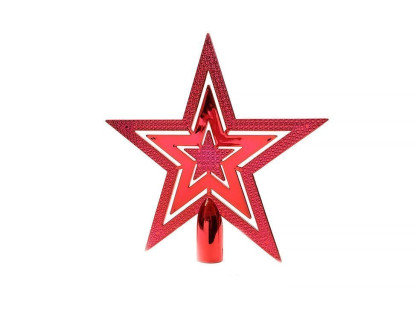 Верхушка Звезда Сверкающая 20 см, красный, пластик, арт. 029998