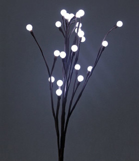 Светодиодная композиция Ветка с шариками, 3АА, 59 см., корич. пр., белый, LaitCom, арт. B247L-D024A-40 11-028