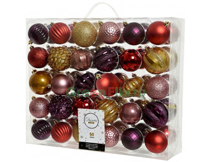 Набор пластиковых шаров Новогодний Кутюрье, коллекция Блистательный вечер, 60-70 мм., 60 шт., Kaemingk, арт. 165517