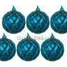 Набор винтажных стеклянных шаров Бархатный Винтаж 80 мм., голубой антик, 6 шт., SHISHI, арт. 54833 