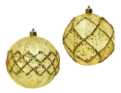 Набор пластиковых шаров Равенна 80 мм., золотой, 12 шт., Kaemingk, арт. 025806