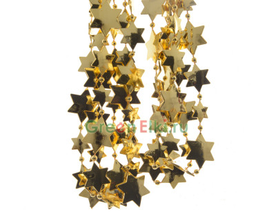 Бусы пластиковые Звезды 270 см., золотые, Kaemingk, арт. 001311