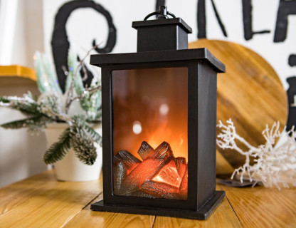 Светодиодный фонарь-камин Камелёк Анденн с имитацией пламени 14х14х24 см, пластик, арт. ADA100060