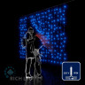 Светодиодный занавес Rich LED 2*1.5 м, облегченный, синий, прозрачный провод, арт. RL-CS2*1.5-T/B