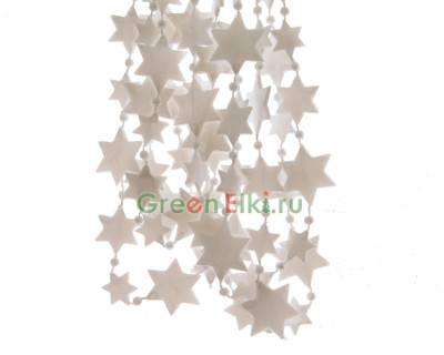 Бусы пластиковые Звезды 270 см., белоснежные, Kaemingk, арт. 001390