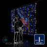 Светодиодный занавес Rich LED 2*1.5 м, облегченный, сине-белый, прозрачный провод, арт. RL-CS2*1.5-T/BW