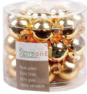 Набор стеклянных шаров 25 мм. Делюкс золотые, глянцевые и матовые, 24 шт., Kaemingk, арт. 010247