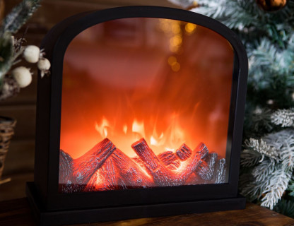 Светодиодный светильник-камин Камелёк Лёвен с имитацией пламени 30x13x28 см, пластик, арт. ASX000170