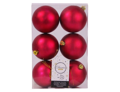 Набор пластиковых шаров 80 мм., бордовый, матовые, 6 шт., Kaemingk, арт. 022053m