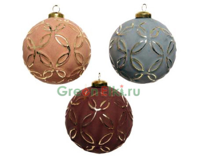 Набор стеклянных шаров Богемия 100 мм., розовое дерево, голубой, бежевый, 12 шт., Kaemingk, арт. 165055