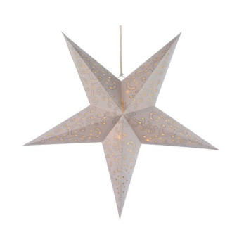 Подвесная светящаяся звезда с таймером Белое кружево, 60 см., 20 LED ламп, теплый белый, Kaemingk, арт. 481886-белый