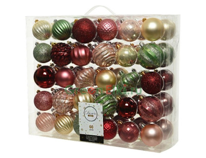 Набор пластиковых шаров Новогодний Кутюрье, коллекция Гамма чувств, 60-70 мм., 60 шт., Kaemingk, арт. 029582