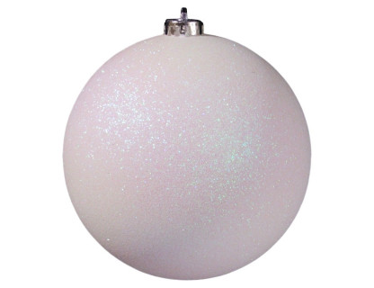 Пластиковый шар 150 мм., белый, глиттер, Ели Пенери, арт. JNPG-15-W