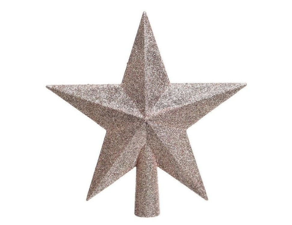 Верхушка Звезда Делюкс 19 см, нежно-розовый, глиттер, пластик, арт. 029549