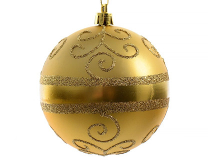 Набор пластиковых шаров Золотые завитки 80 мм, золотой, 12 шт, Kaemingk, арт. 025608