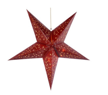 Подвесная светящаяся звезда с таймером Красное кружево, 60 см., 20 LED ламп, теплый белый, Kaemingk, арт. 481886-красный