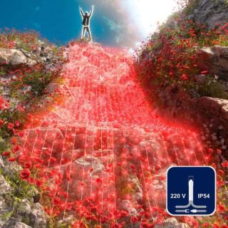 Светодиодный занавес Rich LED 2*9 м, красный, прозрачный провод, арт. RL-C2*9-T/R