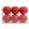 Набор однотонных пластиковых шаров, глиттер, красный, 80 мм, 6 шт.