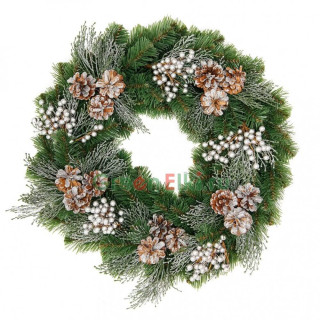 Рождественский венок Элитный, серебро, 60 см., арт. 52058