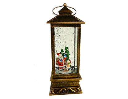 Светодиодный снежный фонарь Санта с Детишками 31 см, тёплая белая LED подсветка, арт. PT-15815