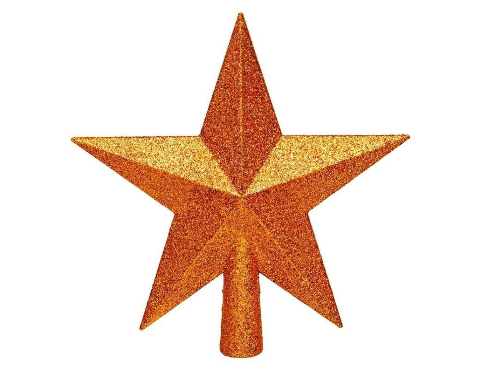 Верхушка Звезда Делюкс 19 см, янтарный, глиттер, пластик, арт. 029592