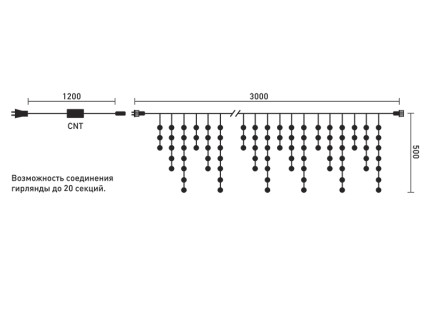 Электрогирлянда Бахрома премиум, 3х0,5 м., аква , силикон. пр., LaitCom, арт. ECC150-10-2A 02-003