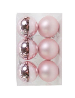 Набор пластиковых шаров Парис 80 мм., нежно-розовый, 6 шт., mix, Kaemingk, арт. 022114