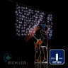 Светодиодный занавес Rich LED 2*1 м, облегченный, влагозащитный колпачок, белый, белый провод, арт. RL-CS2*1-CW/W