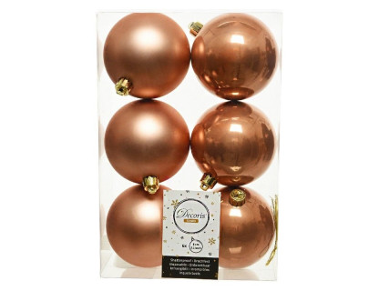 Набор пластиковых шаров Парис 80 мм., миндальный, 6 шт., mix, Kaemingk, арт. 022048