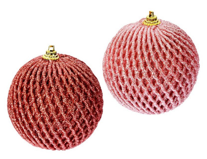 Набор пластиковых шаров Волшебная сеть 80 мм, розовый, розовый бархат, 12 шт, Koopman International, арт. CAA126440