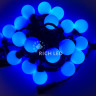 Светодиодная гирлянда большие шарики Rich LED 5 м, 20 шариков, 220 В, соединяемая, синяя, черный провод, арт. RL-S5-20C-40B-B/B