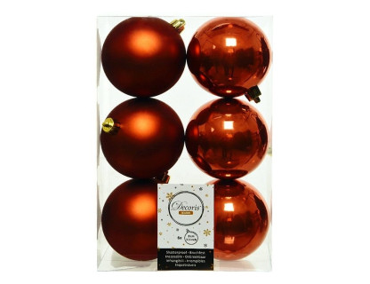 Набор пластиковых шаров Парис 80 мм., трюфель, 6 шт., mix, Kaemingk, арт. 022288