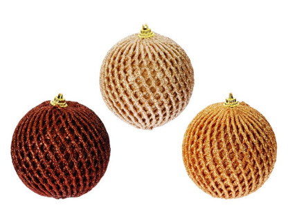 Набор пластиковых шаров Волшебная сеть 80 мм, шампань, карамельный, шоколадный, 12 шт, Koopman International, арт. 176951