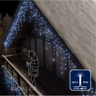 Светодиодная бахрома Rich LED, 3*0.9 м, белая, мерцающая, прозрачный провод, арт. RL-i3*0.9F-T/W