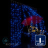 Светодиодный занавес Rich LED 2*2 м, влагозащитный колпачок, синий, белый провод,, арт. RL-C2*2-CW/B
