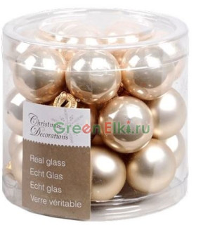 Набор стеклянных шаров 25 мм. Делюкс перламутровые, глянцевые и матовые, 24 шт., Kaemingk, арт. 010202