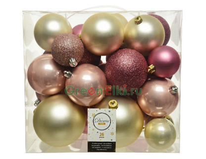 Набор пластиковых шаров Романтика заката, 10/8/6 см., 26 шт., Kaemingk, арт. 171632