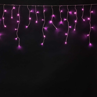 Электрогирлянда Бахрома премиум на батарейках, 3x0,5 м., таймер, 100 led, прозр. пр., светло розовый, LaitCom, арт. ECC100-10-8BP 07-001
