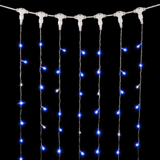 Светодиодный занавес, 2х2 м., прозр. пр., синий, мерцает белый диод, LaitCom, арт. PCL402BLW-10-2B 01-182