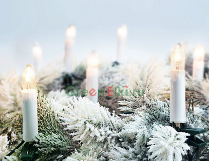 Электрогирлянда Свечи Новогодняя Романтика 12,25+4 м., на клипсах, тёплые белые LED-огни, 50 LED, Koopman International, арт. 174816