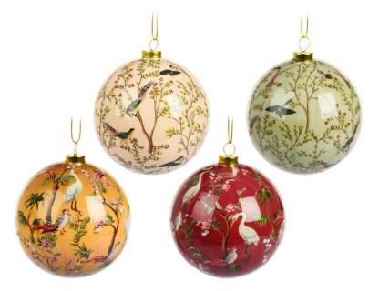 Набор пластиковых шаров Райские птицы - Времена года 100 мм, 24 шт, Koopman International, арт. 176862