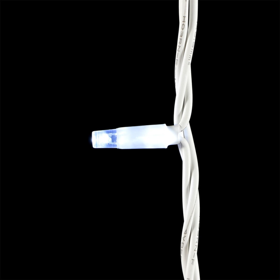 Светодиодная нить, с мерцанием белого диода, 10 м., 75 LED, каучук, бел. пр., белый, Laitcom, арт. LL75BLW-8-2W 04-305
